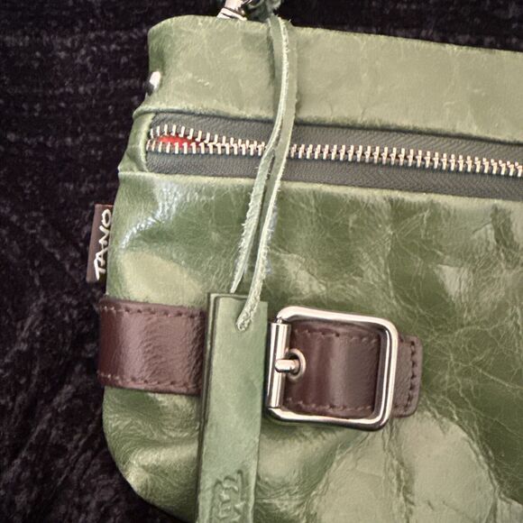 TANO leather handbag | shoulder strap, medium size U2k Green Brown Purse - Picture 4 of 8